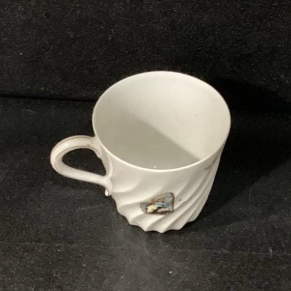 Haviland Limoges Meadow Visitors Demitasse Cup, Vtg Butterflies & Grasses Design